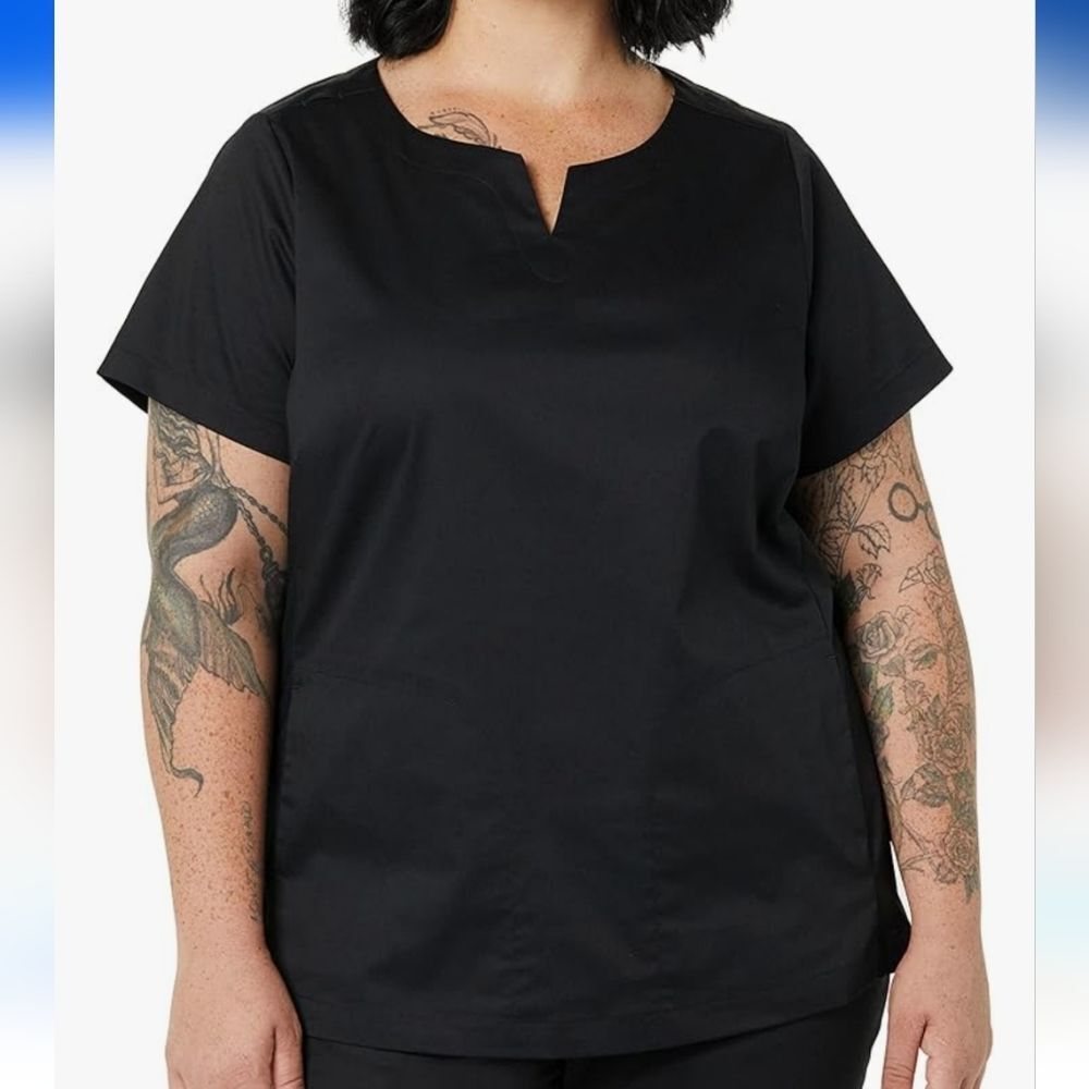 Amazon Essentials Women's Classic Fit Split Neck Crew Scrub Top -NWT